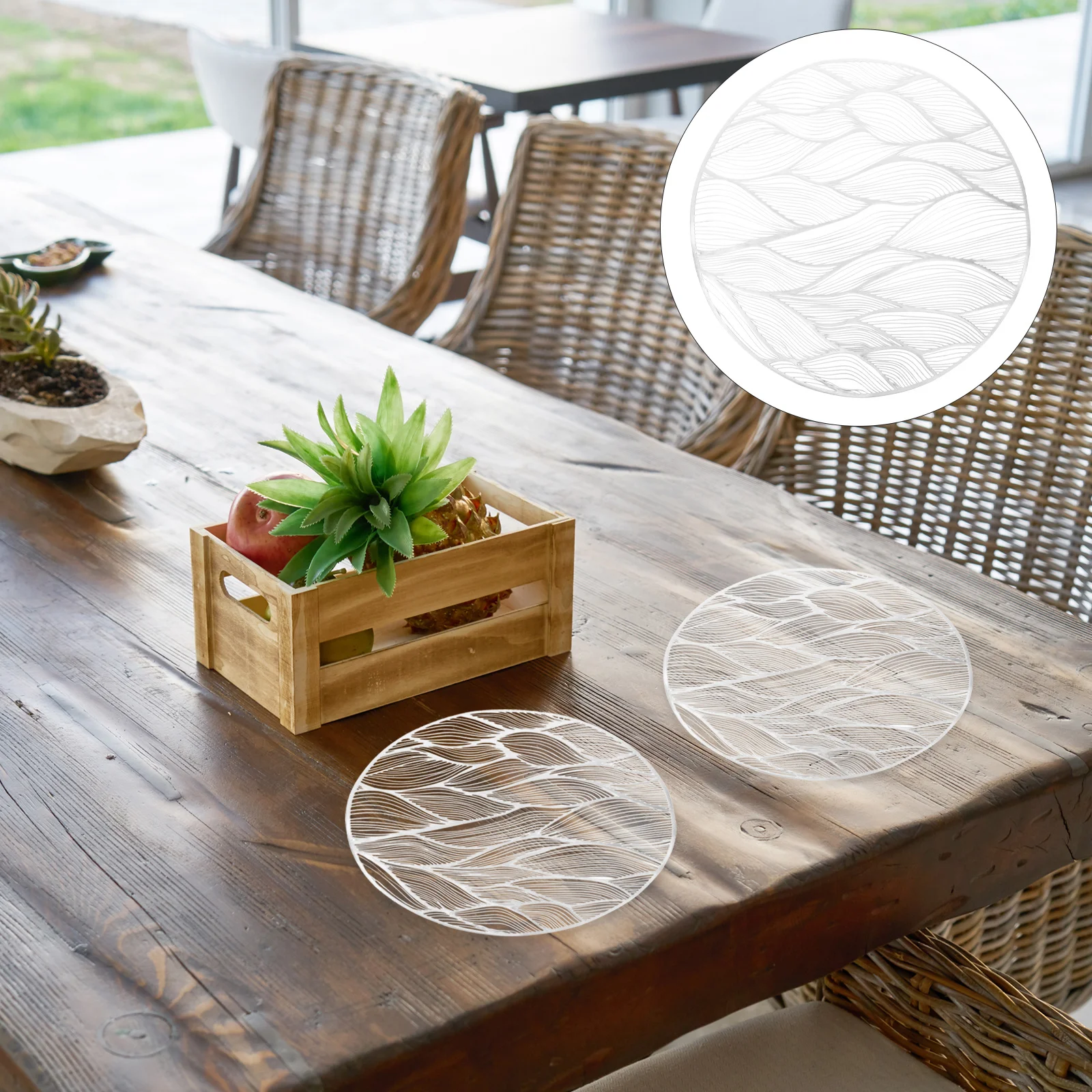 

2Pcs Heat-Resistant Non-Slip PVC Coasters Beautiful Color for Home Decor Coffee Table Grey Round Cup Mat Coffee Table Grey