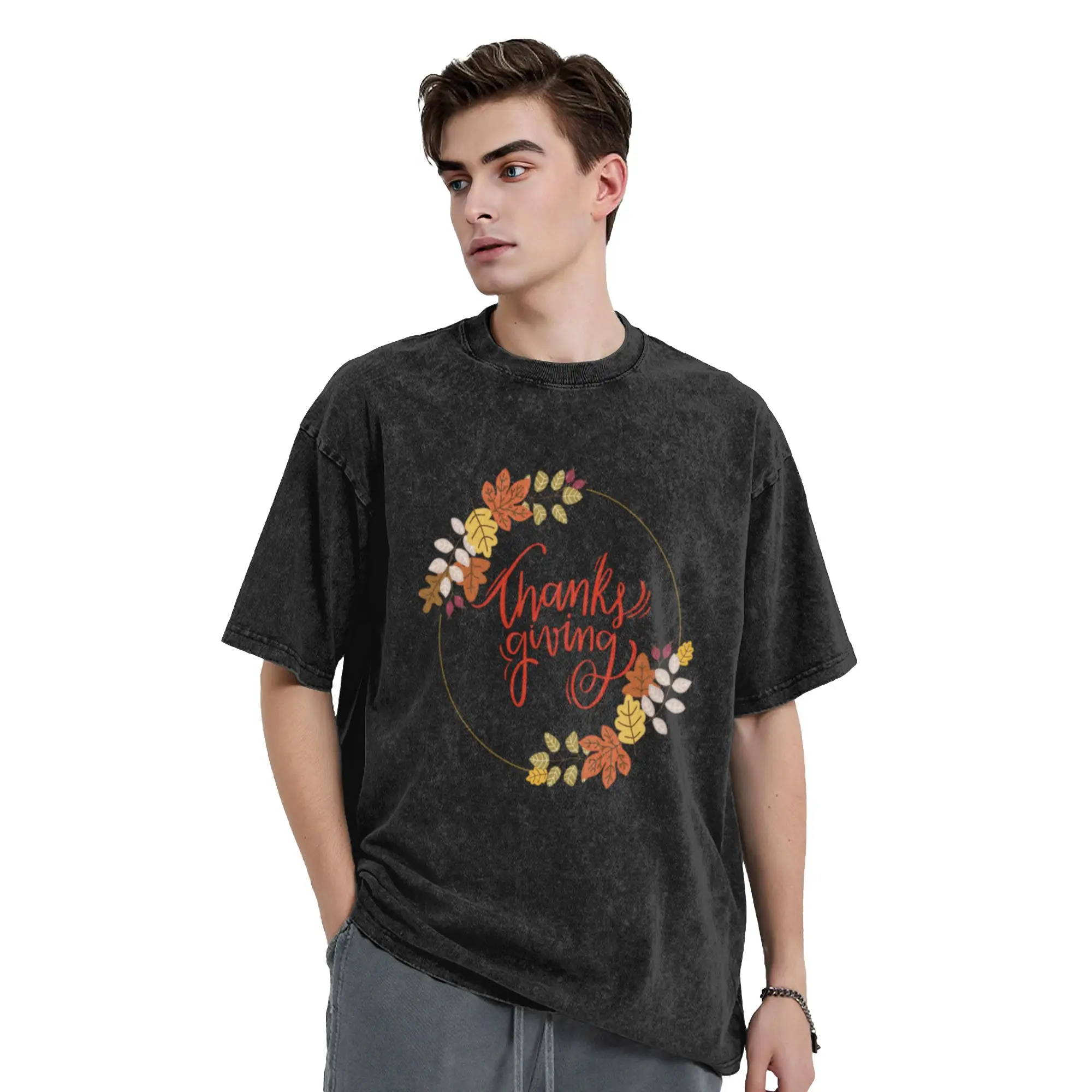 Thanksgivng eating team   happy hallo thanksmas greetings Cool A T-Shirt Oversized Short Sleeve Men's Women's Cotton Tees Tops
