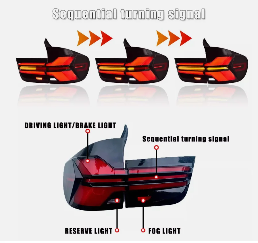 Tylne światła LED do BMW X5 E70 2007-2013 Światła do jazdy dziennej Dynamiczne kierunkowskazy Akcesoria samochodowe