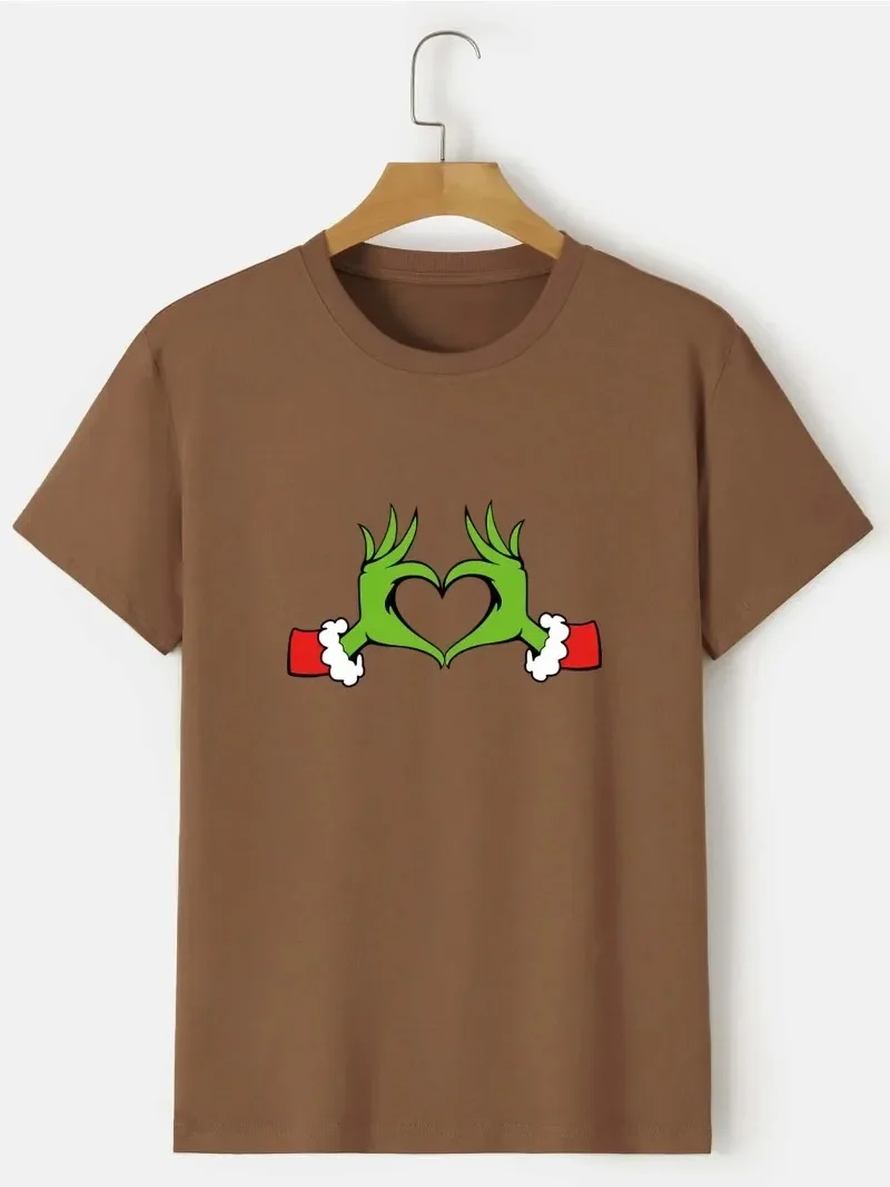 Grinch Heart Tee,Print T-Shirt for Men\'s Casual Crew Neck Short-Sleeve Fashion Summer T-Shirts Tops,Regular and Oversize
