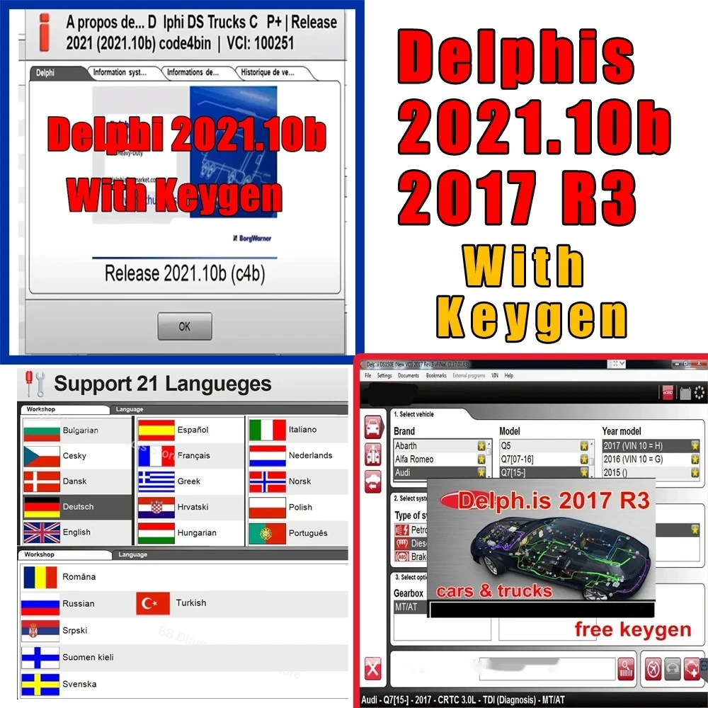 Delphis 2021.10b with keygen DS 150 Autocoms 2021.11 Codings OBD2 Diagnostic tool Compatible with delphis2017 r3 Car Software
