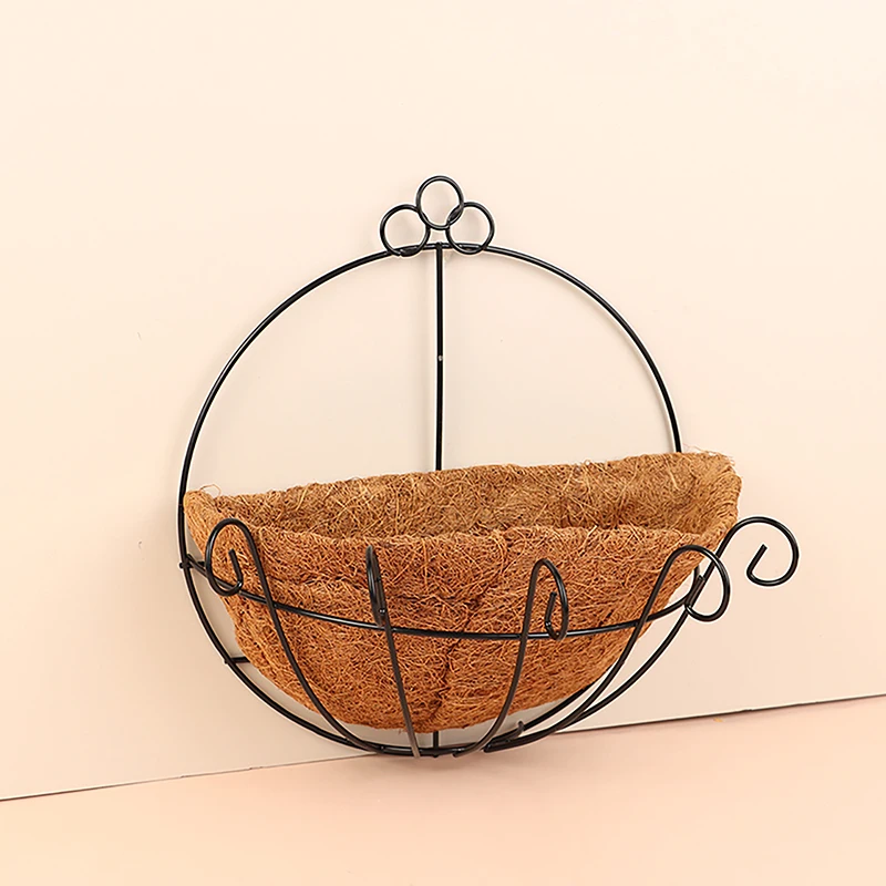 Flowerpot Iron Coco Coir Liner Hanging DIY Garden Hanging Planters Wall Baskets Half Round Plant Holder Case Home Decoration