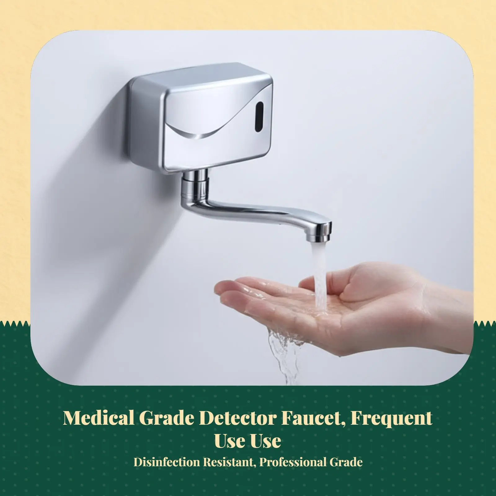 صنبور كاشف بدون لمس، صنبور حوض الحمام الأوتوماتيكي الموفر للمياه المثبت على الحائط، نحاس معزز، مرحاض تجاري