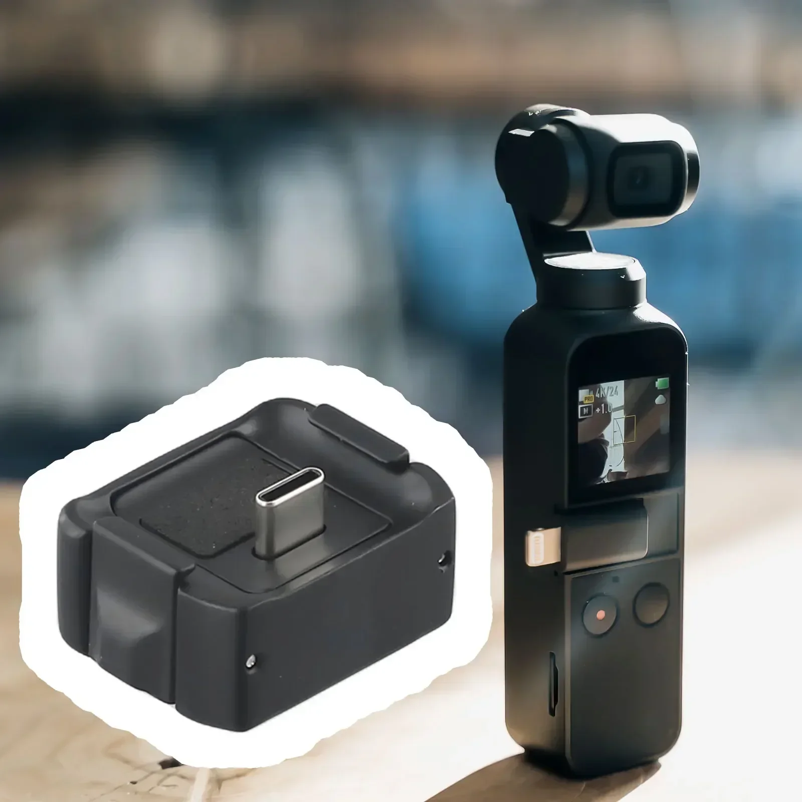 Base di ricarica multifunzionale per DJI For Pocket 3 Supporto stabile Supporto a vite 1/4 Porta di tipo C Accessori per fotocamera a ricarica rapida