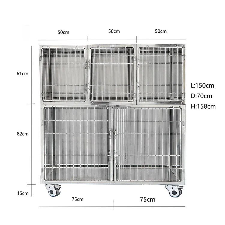 5 Doors Combined Type  Stainless Steel Animal Cages Pet Display Cage for Veterinary  Clinic Animal Hospital Dog Cat Cage B-style