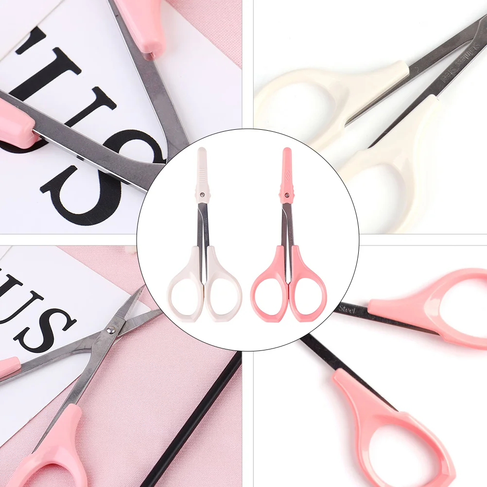กรรไกรเสริมความงาม 2 ชิ้น กรรไกรตัดขนคิ้ว กรรไกรตัดขนตา ความแม่นยำสูง น้ำหนักเบา พกพาสะดวก อุปกรณ์แต่งหน้าสำหรับใช้ในชีวิตประจำวัน