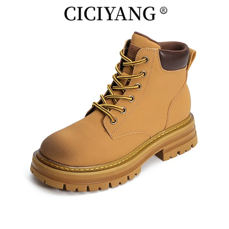 

CICIYANG Ankle Boots Women Winter Genuine Leather British Style Women Short Boots New Platform Anti Slip Classic Boots Women