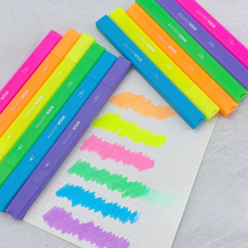 Square Rod Macaron Regular Color Fluorescent Pen Set Student Key Hand Book Marking Painting Color Pen Pretty Novelty Stationery