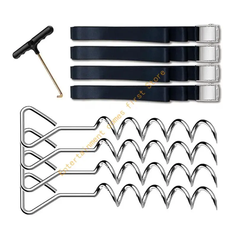 

55KD 4Pcs Portable Trampoline Stakes Ground Anchors Tie Down Spirals Ground Anchors Stakes with Strap Trampoline Accessories