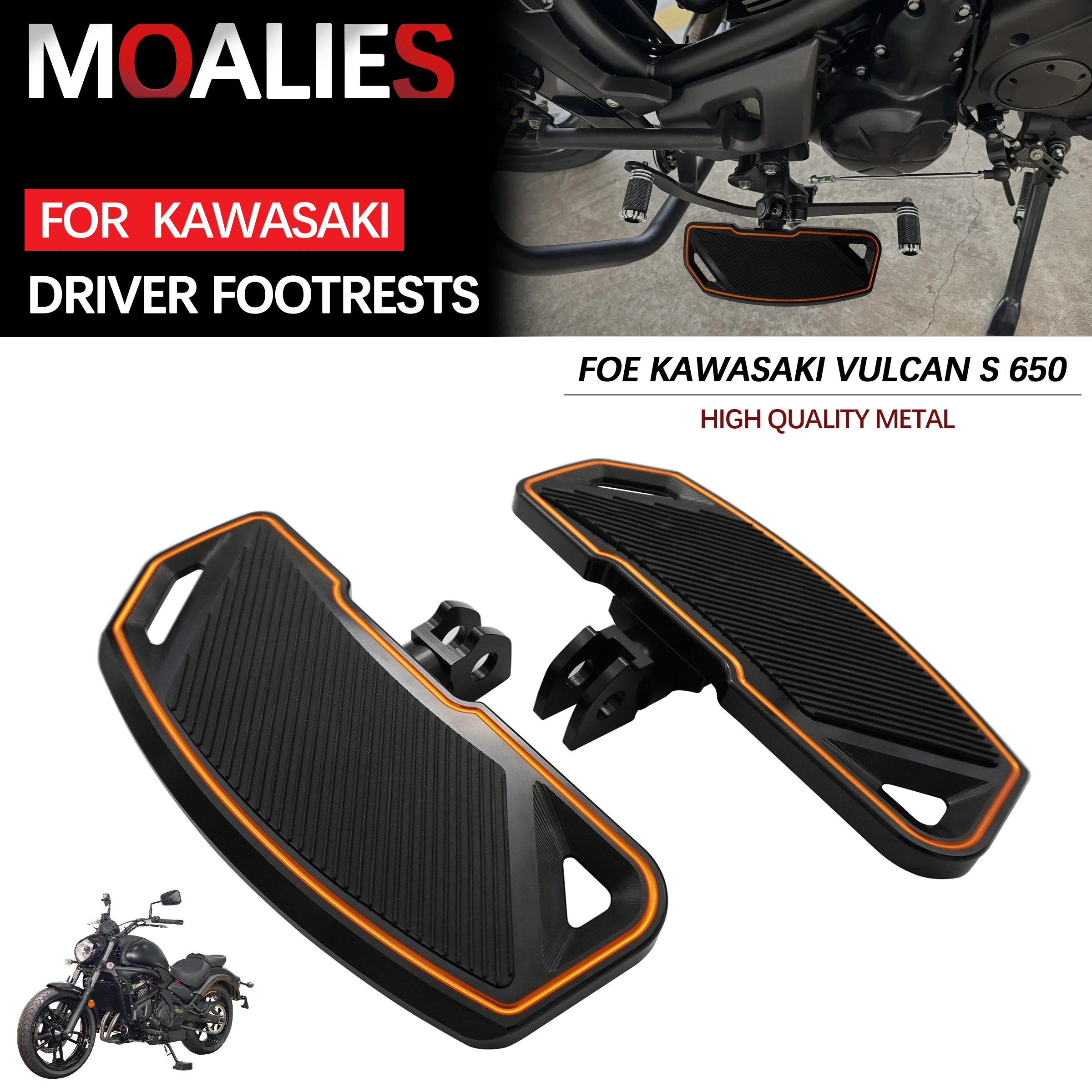 Reposapiés Delantero para Motocicleta Kawasaki Vulcan S 650 EN650 VN650 2015-2023, Reposapiés para Conductor, Reposapiés Ancho