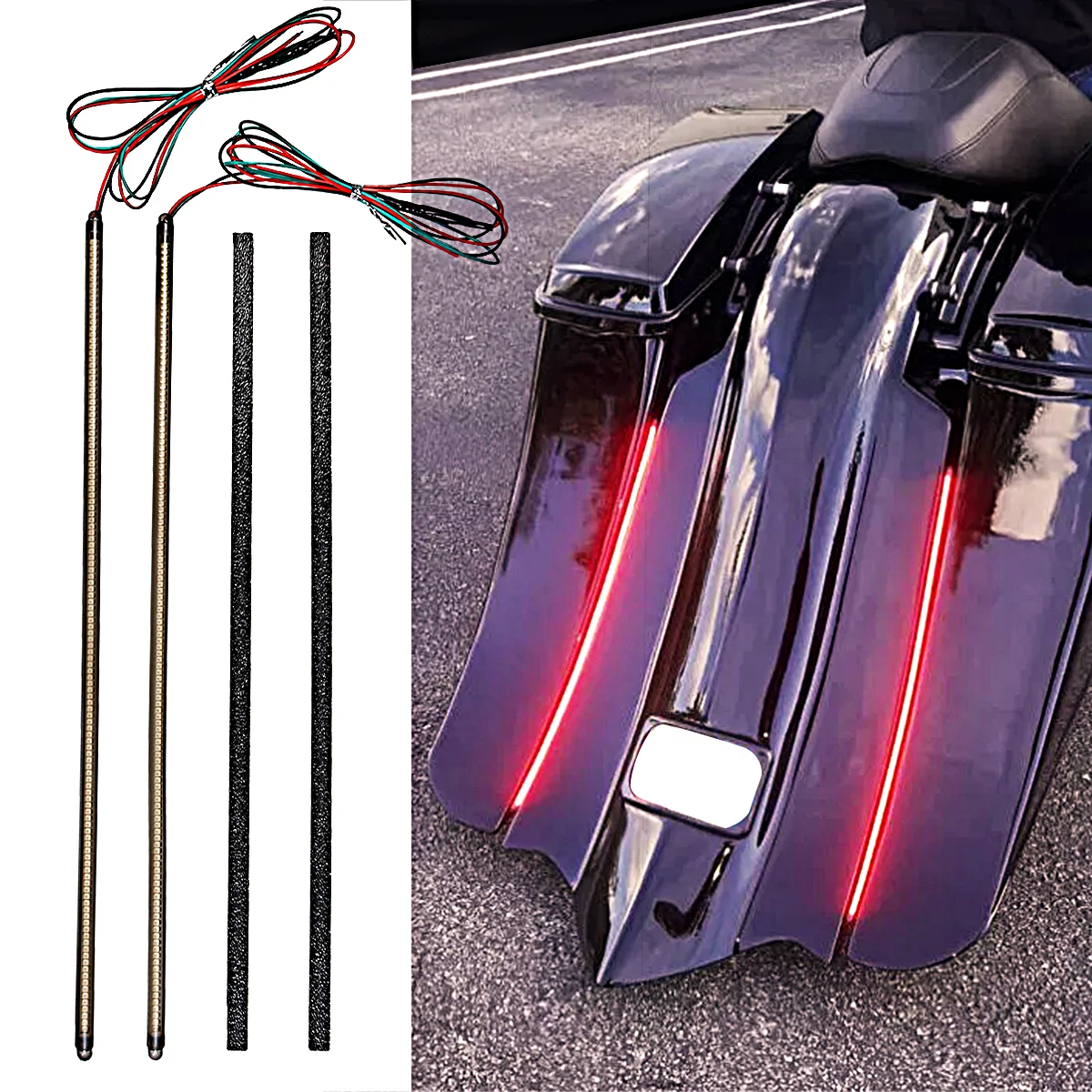 Motorcycle LED Taillight Strip Kits For Harley Touring With Bagger Stretched Fender