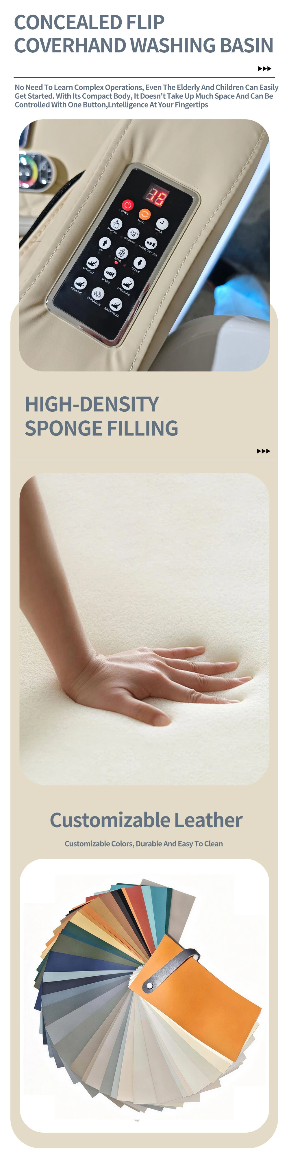 Elektrischer Massage-Pediküre-Spa-Stuhl Rücken-Körpermassage Maniküre-Pediküre-Sofa für Nagelstudio-Möbel Fußbad-Ausstattung – Detail 9