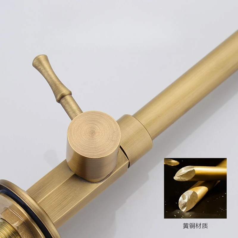 New Antique Full Copper Body Vertical Single Cold Basin Faucet European Retro Wash Basin Tap 360° Rotatable Vanity Sink Faucet