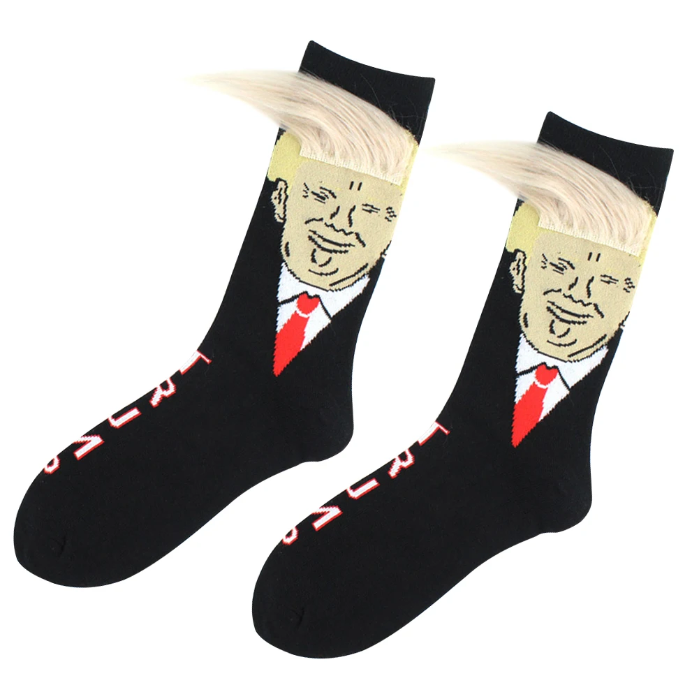 Trump Socks With Hair Trump Face Compression Socks novità Funny Wig Socks Fashion Street Style Socks for Outdoor Sports