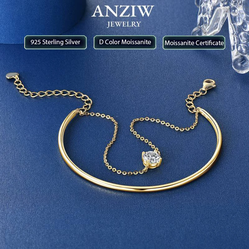 

Женский двухслойный браслет из серебра 6,5 пробы, с муассанитом