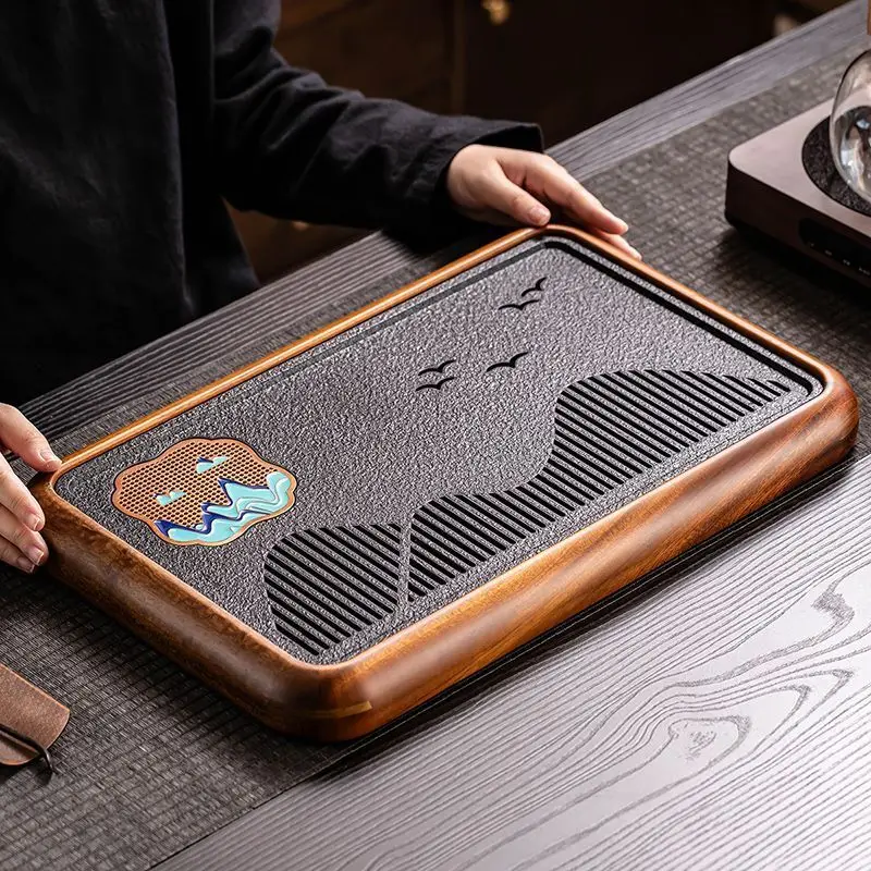 Imitation Wujin Stone Tea Tray Household Small Water Storage Kung Fu Dry Brewing Table Tea Tray Drain Tea Table Large Capacity