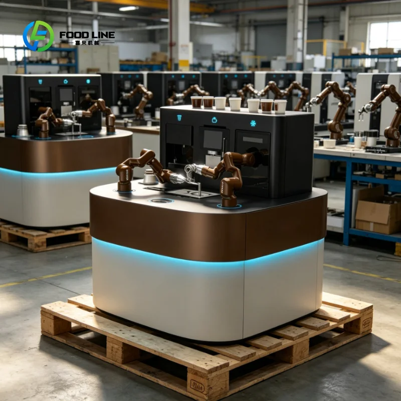 Customized Multifunctional Unmanned Cobot Arm 6 Axis Coffee Machine Robot with Latte Art Printing Coffee Kiosk Vending Machine