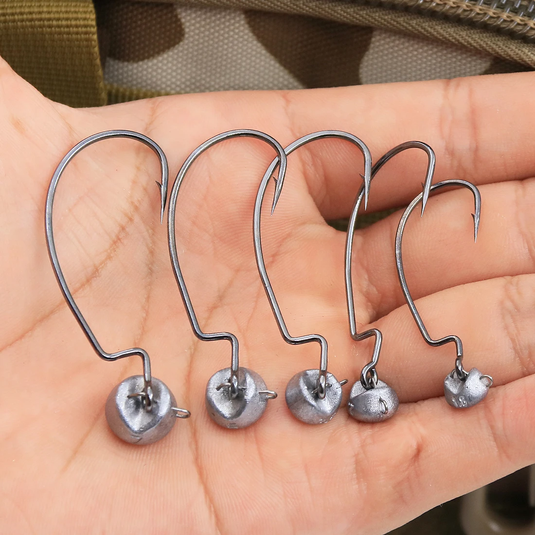 FishTrip 10Pcs Wobble Jig Head 1.8g~7g Fishing Hook Weedless Underspin Bass for Fishing Saltwater Freshwater