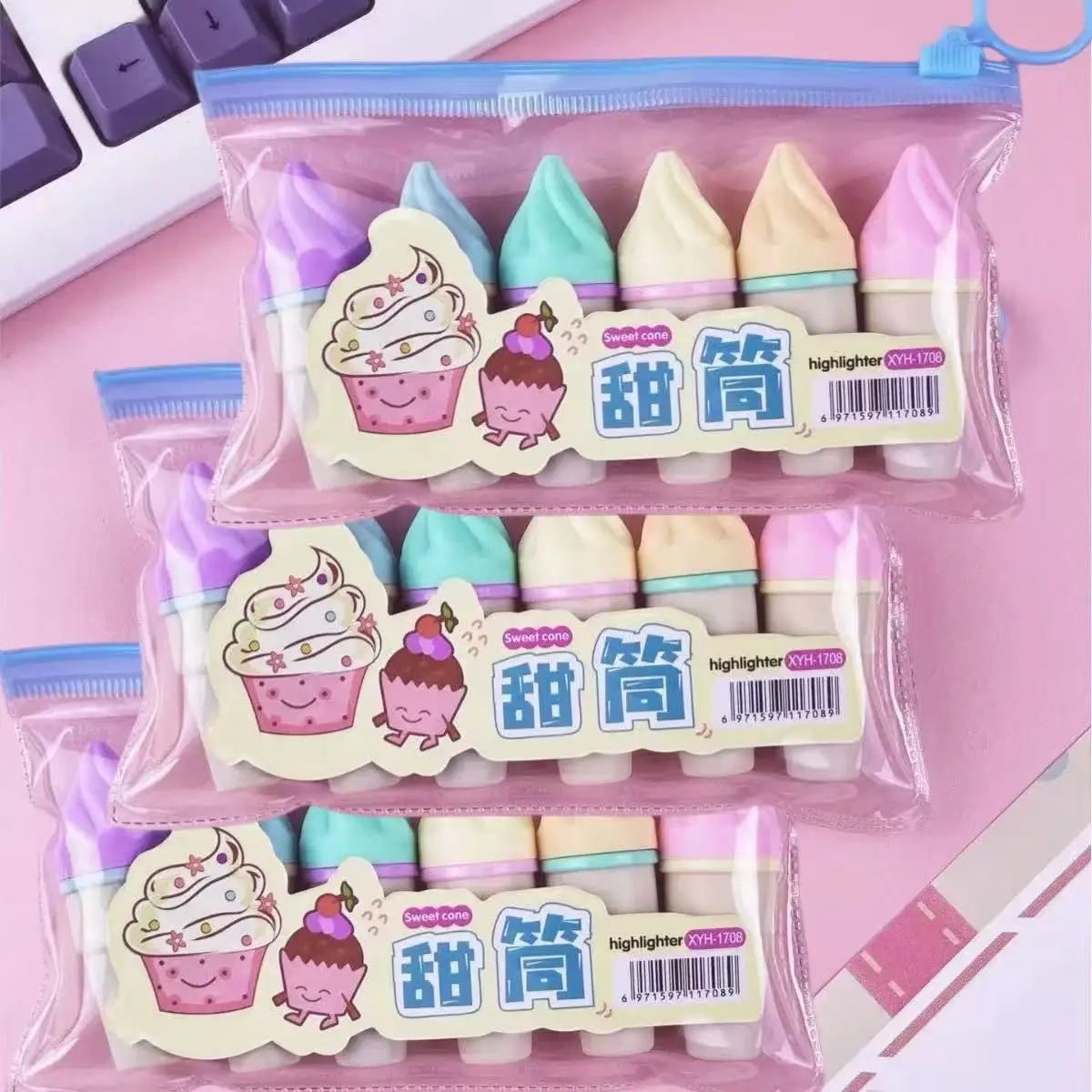 

6 шт. мини-флуоресцентный маркер в форме сладкого конуса, портативный маркер, наконечник долота