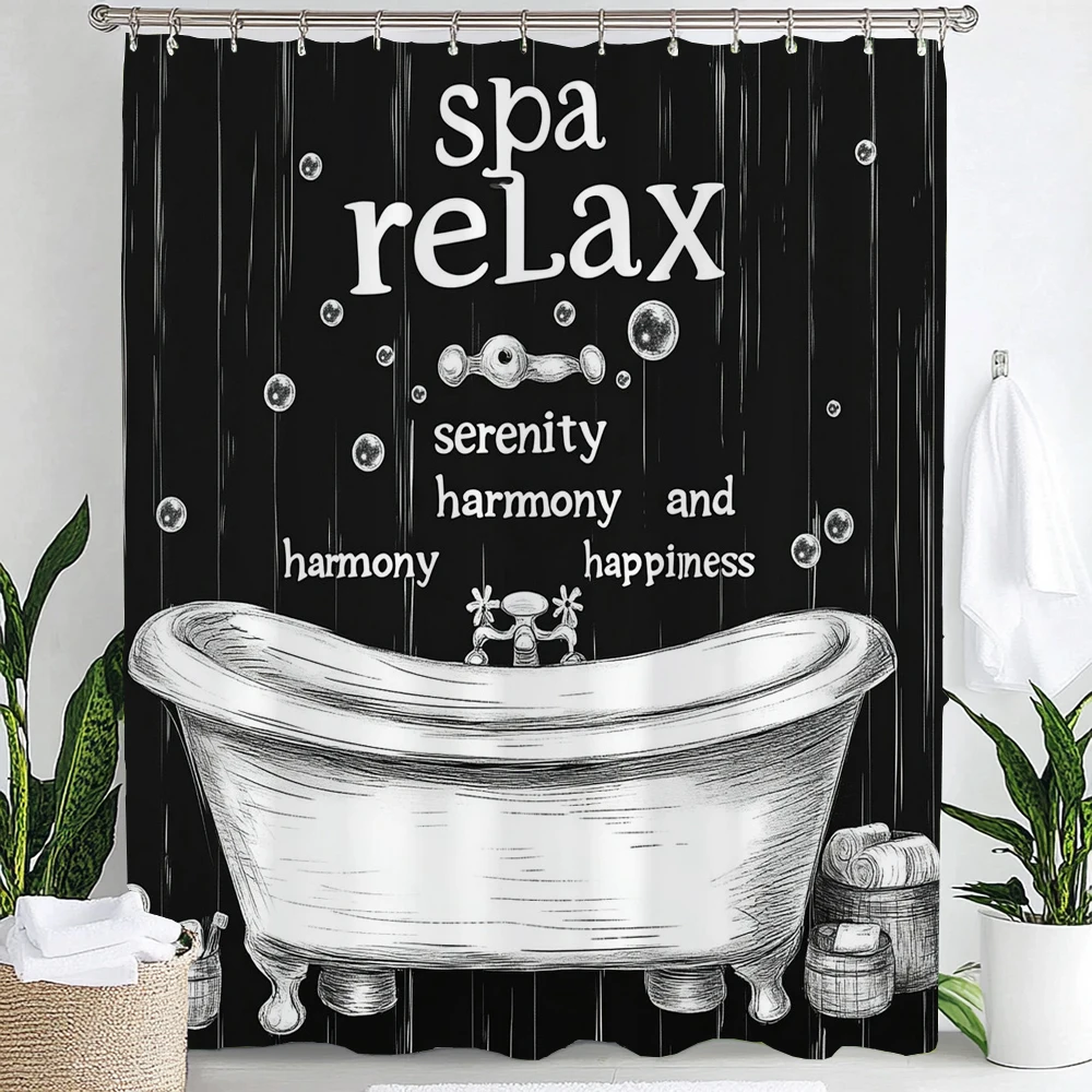 

Современный минималистичный узор для ванны, черно-белая занавеска для душа, декоративная занавеска для душа для ванной комнаты, домашняя занавеска с крючками