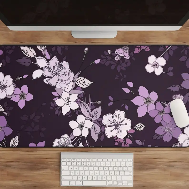 

Sakura Purple Aesthetic Gaming Mouse Pad, Comfortable Gaming Girl Desktop Decoration, Cute Desk Mat, Gift for Plant Lovers