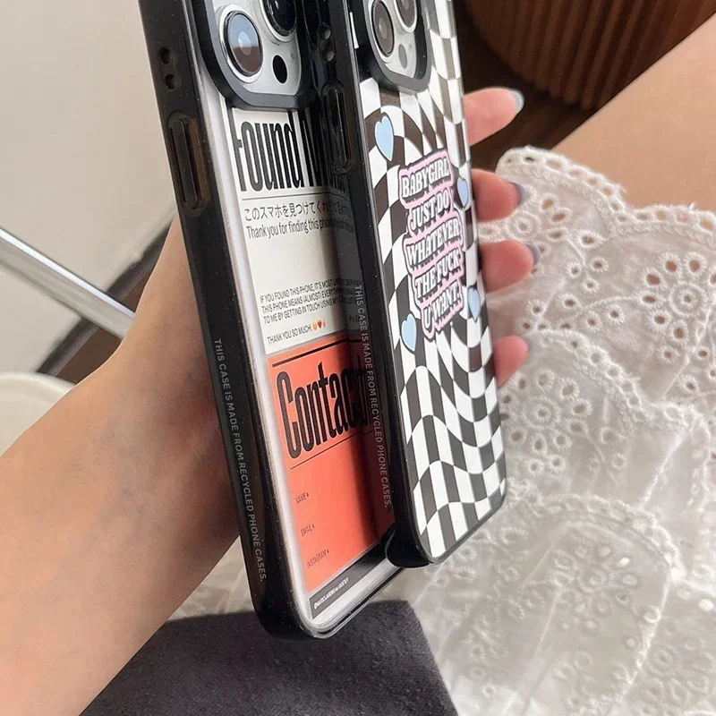 Plaid 2.0 Acrylic iPhone 11 12 13 14 15 Pro Max Protective Mobile Phone Case Cover Shell