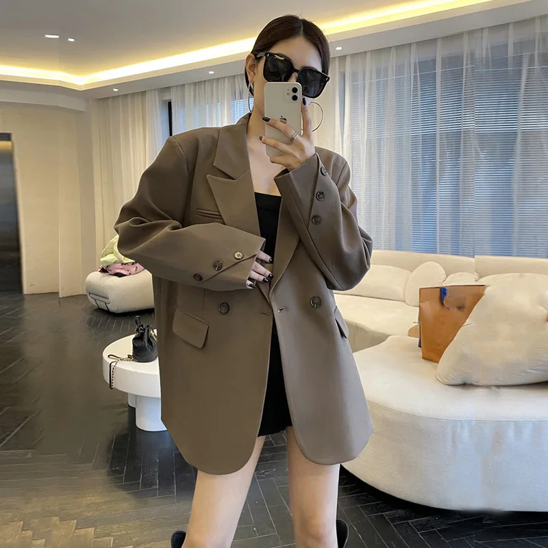 

Coffee Colored Suit Jacket for Women with a Sense of Luxury Spring and Autumn New Style Casual Small High-end Temperament