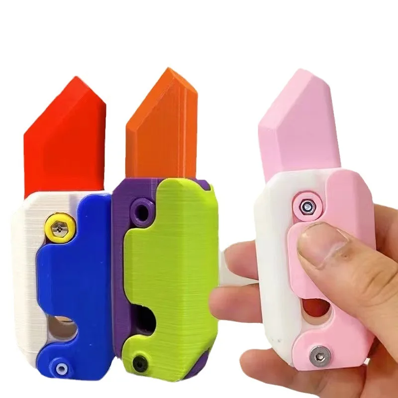 Couteau en plastique à gravité de carotte 3D, jouets Fidget, carte de poussée décompressée pliable, petit jouet, impression 3D, couteau à radis