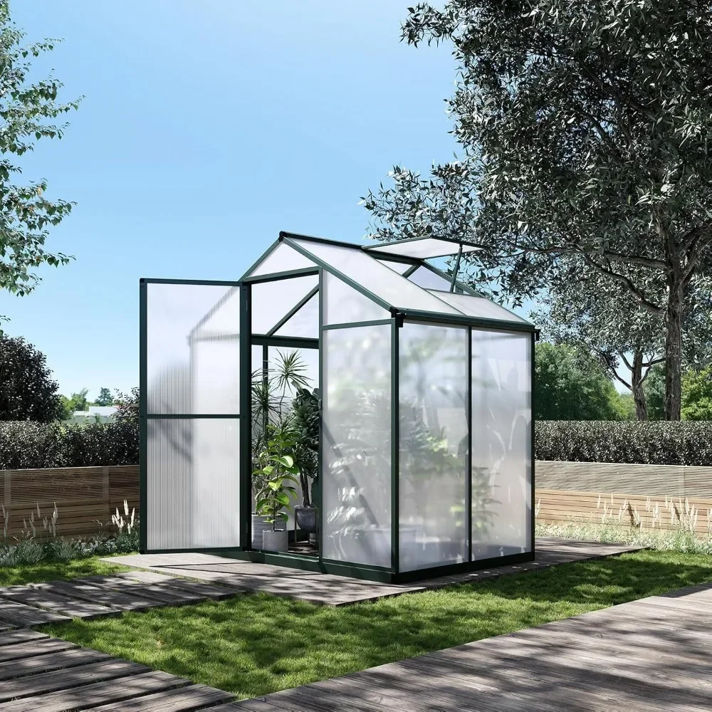 6.25 x 4 Ft Greenhouse for Outdoors with Stable Temperature and Humidity, Aluminum Alloy Frame & Polycarbonate Panel