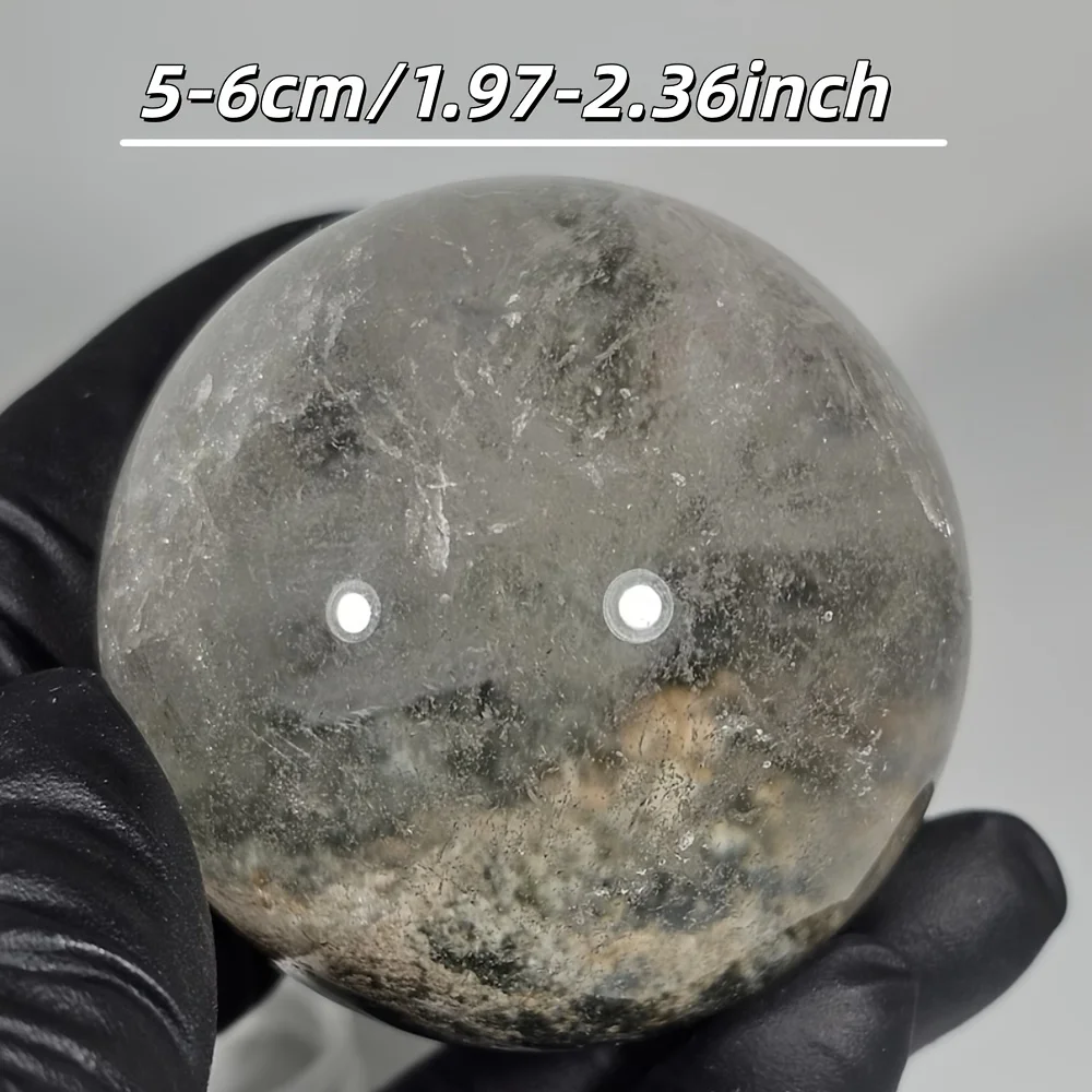 1pc Garden Quartz Sphere with Inclusions, Decorative Phantom Quartz Balls, Beautiful Crystal Ornaments for Home Decoration