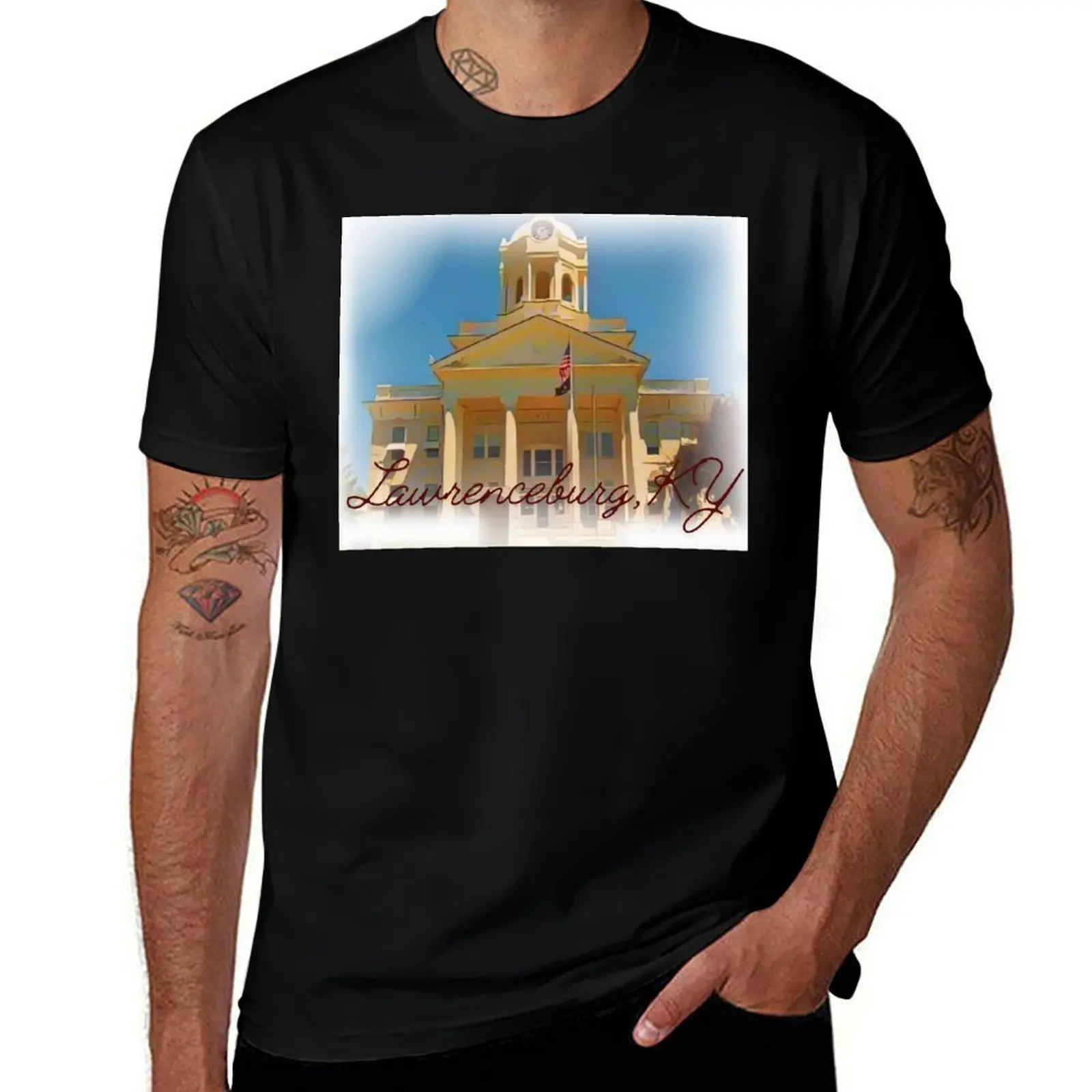 

Lawrenceburg Kentucky courthouse T-Shirt t shirts cotton 100% men t shirt cotton 100% T-Shirt