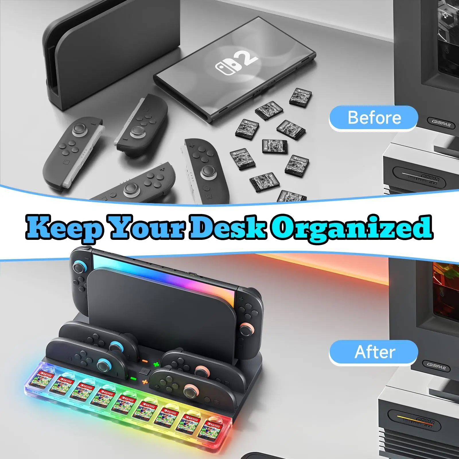 für Switch Joycon Ladegerät Game Card Slot Switch TV Dock Station mit HDMI & 3.0 USB Port für Switch OLED Storage Ladestation