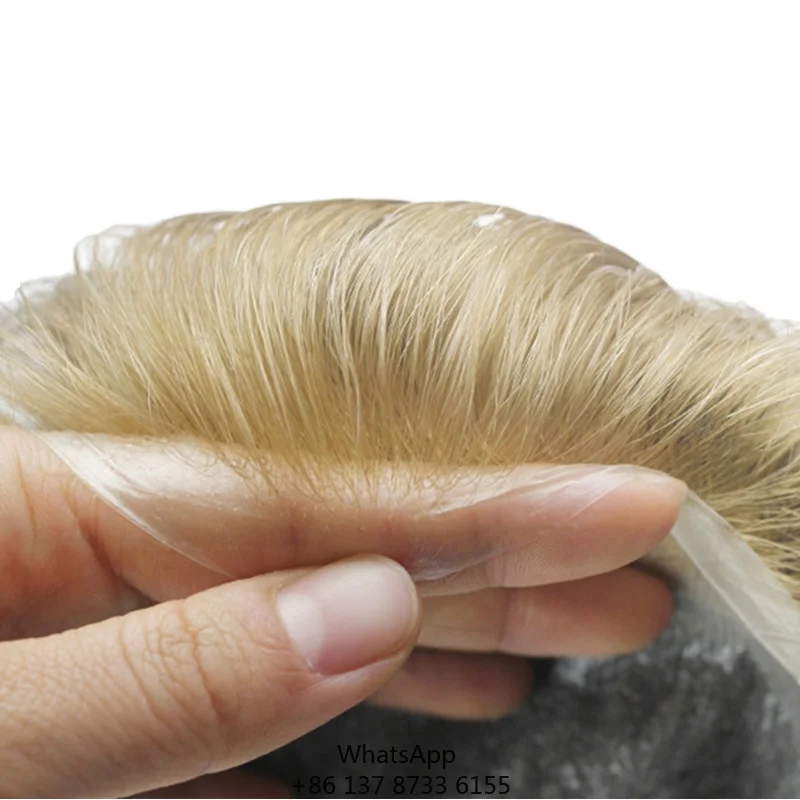 HS25V Men's 5-Inch Natural Virgin Hair Wig 0.03mm Thin Skin PU Base V Loop Knots Durable Fashion Style Men's Toupee
