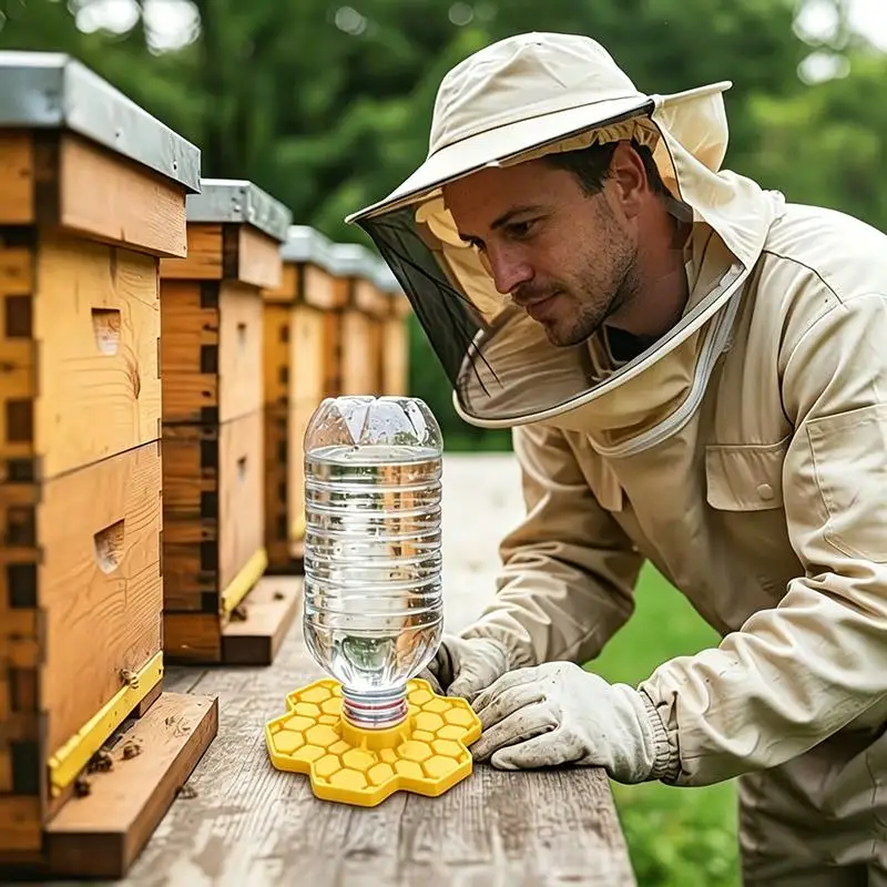 Bee Water Feeder With Safe Honeybee Drinking Station For Garden Patio Beekeeping Supplies, Small-Hole Honeycomb Tray