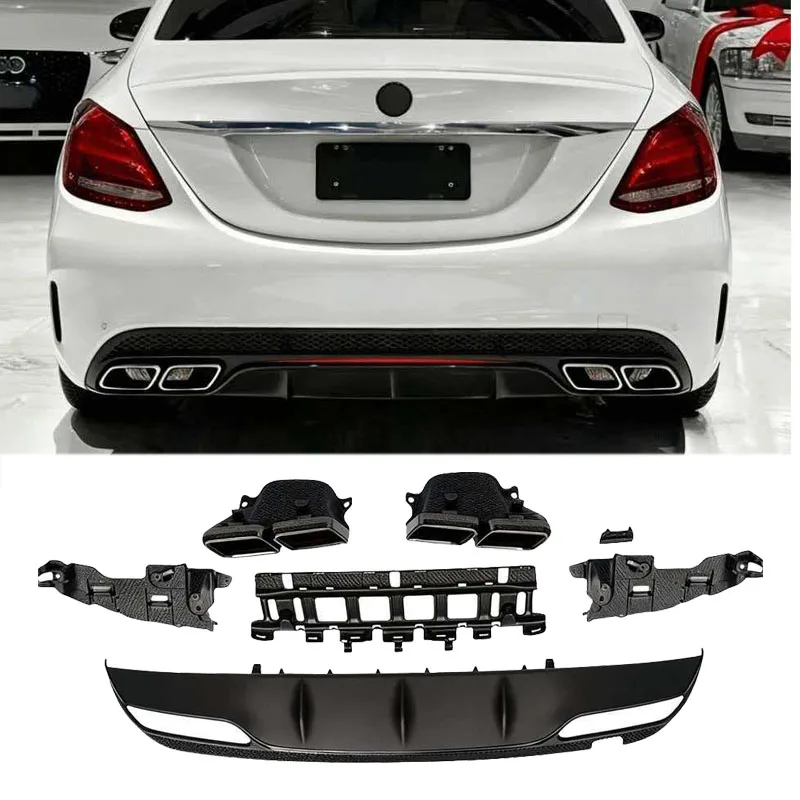 Rear Bumper Lip For 2015-2018 Mercedes-benz 4-door C-class W205 Modified C63 Style Rear Lip Kit Tail Throat Rear Diffuser