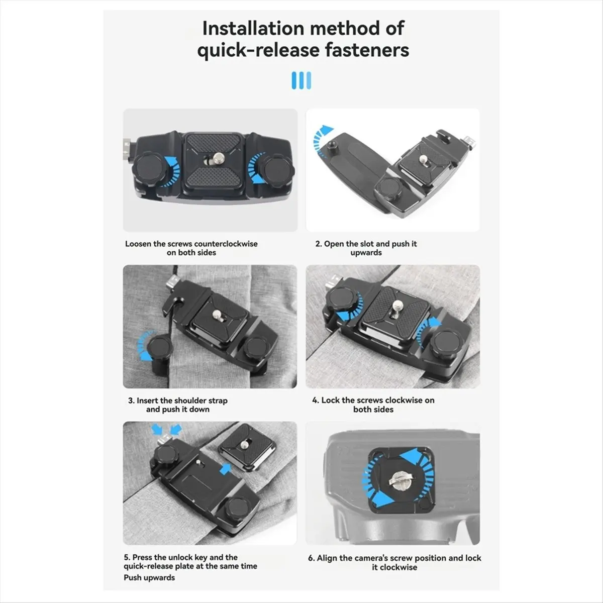 Camera Clip Mount Backpack Strap Kit with Quick Release Plate for DSLR for for Outdoor Photography