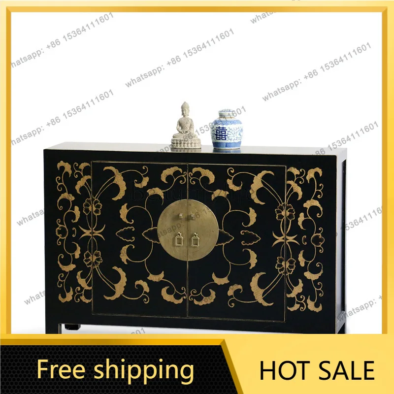 XX. Modern new Chinese-style solid wood living room dining side cabinet retro classic entrance cabinet