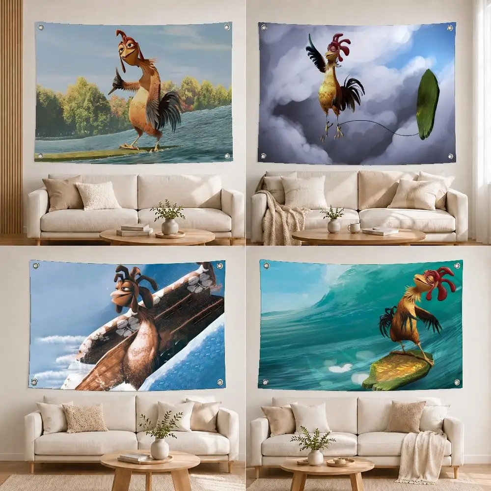 Funny Surf Chicken Joe Flags Flags For Bedrooms Outdoor Decors Home Decor Items Tapestry Barber Shop Advertising