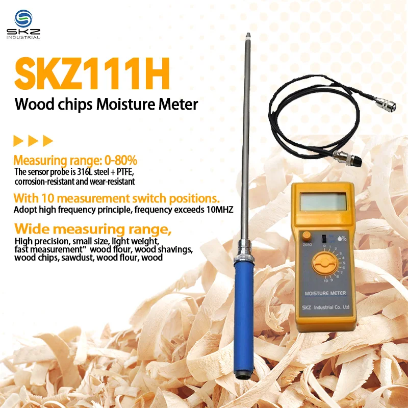 SKZ111H Wood Workshop Moisture Meter 0.1 % Resolution Furniture Factory Moisture Tester for Flooring Manufacturing Factory