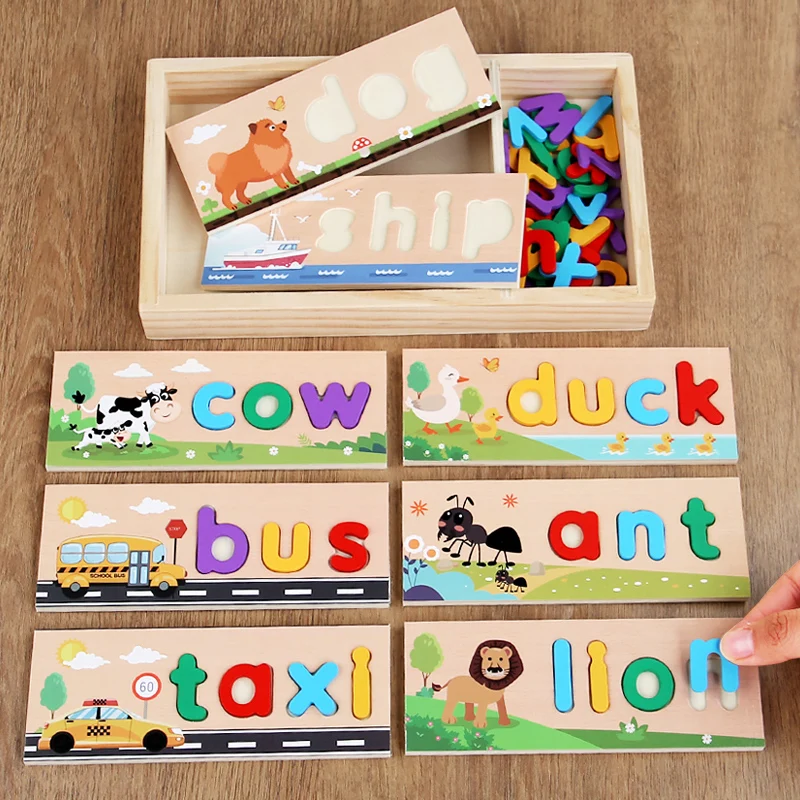 Montessori Wooden Colorful Alphabet Number Puzzle Kids Intelligent Matching Game Preschool Children Early Educational Toys Gifts