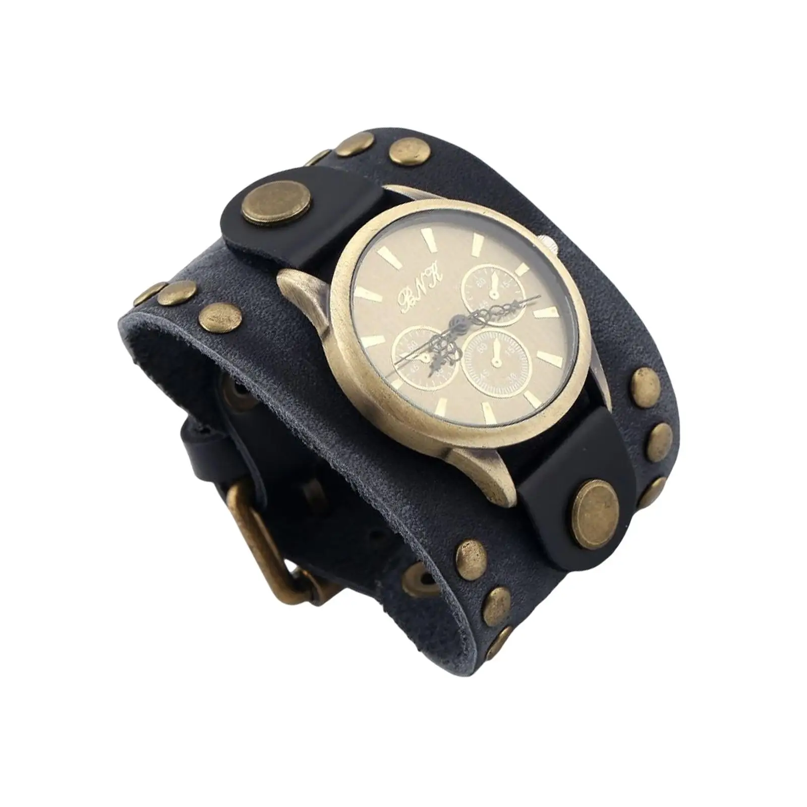 PU Quartz Watch for Men Durable Father's Day Gift Wide Belt Strap Precise