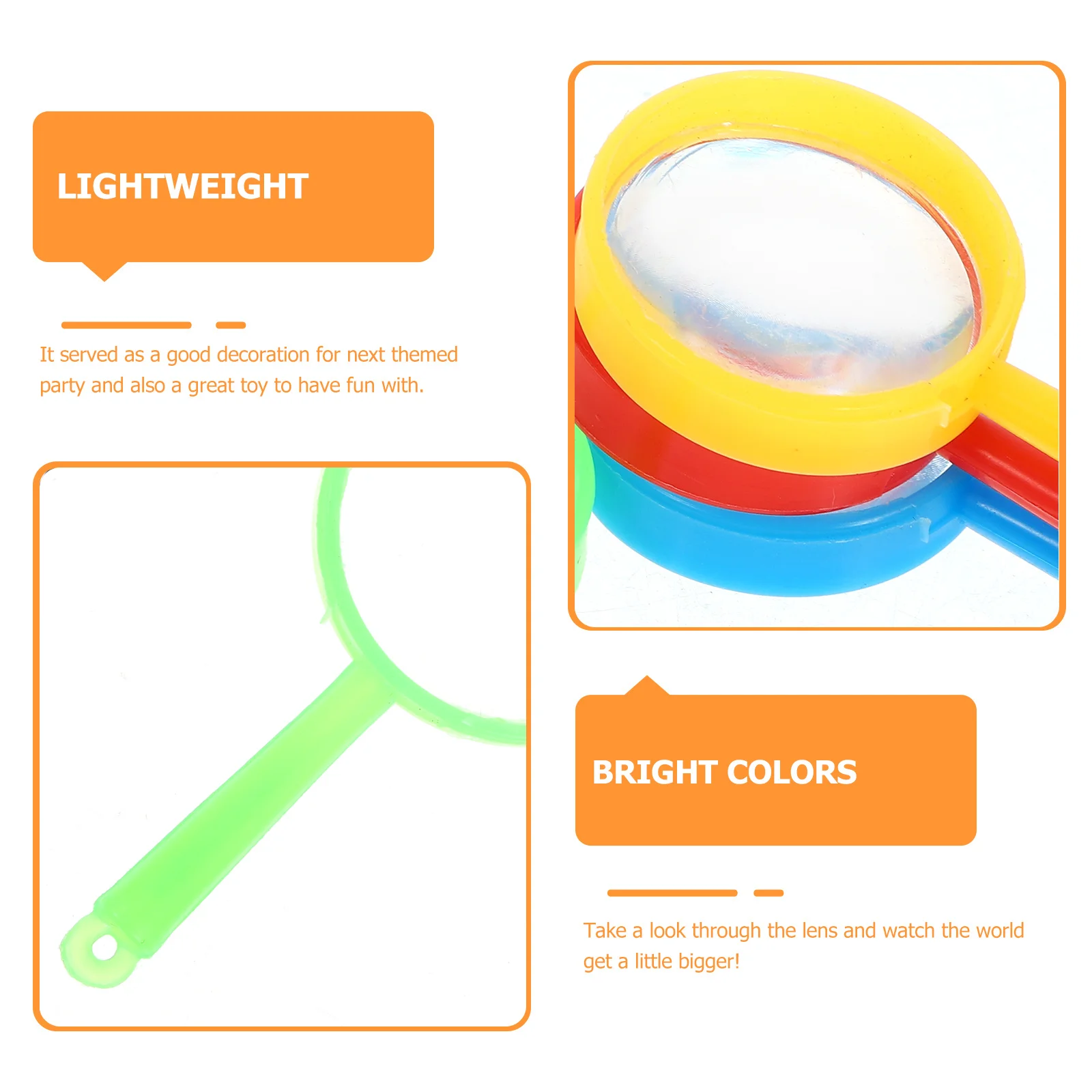 72 pçs handheld colorido lupas de leitura portátil plástico crianças festa favores perto observação jóias