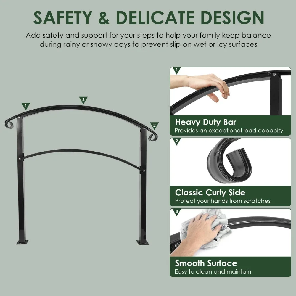 درابزين الدرج الخارجي لـ 3-4 خطوات، درابزين الشرفة الداخلية، نمط انتقالي، مناسب لسلالم 3 أو 4 خطوات #4