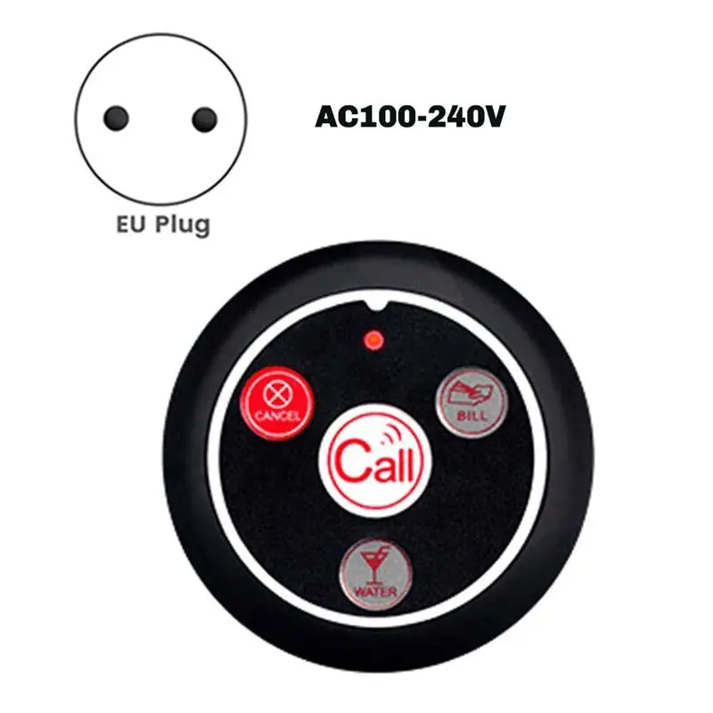 A13E-Cafe Waiter Service Buzzer 15 Table Call Buttons 2 Watch Pager 2 Watch Waiter Pager Wireless Calling System EU Plug