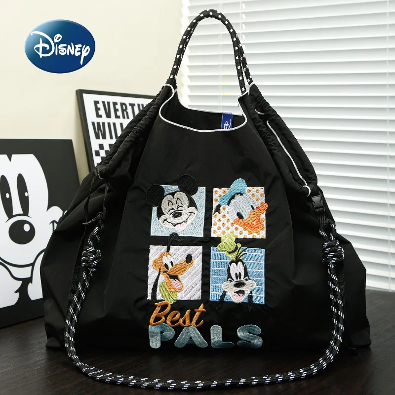 Disney New Women's Shoulder Bag Nylon Embroidered Women's Shoulder Crossbody Bag Cartoon Storage Women's Bag Large Capacity