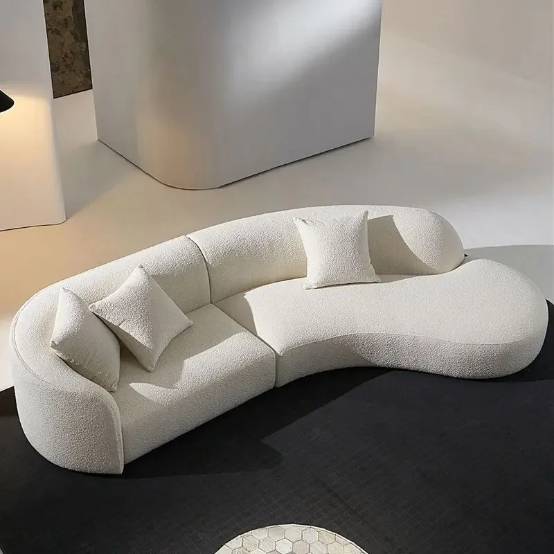 

Factory Direct Modern Curved Half Round Lamb Wool Fabric Luxury Sofa Set I Shape Sofa for Living Room Home
