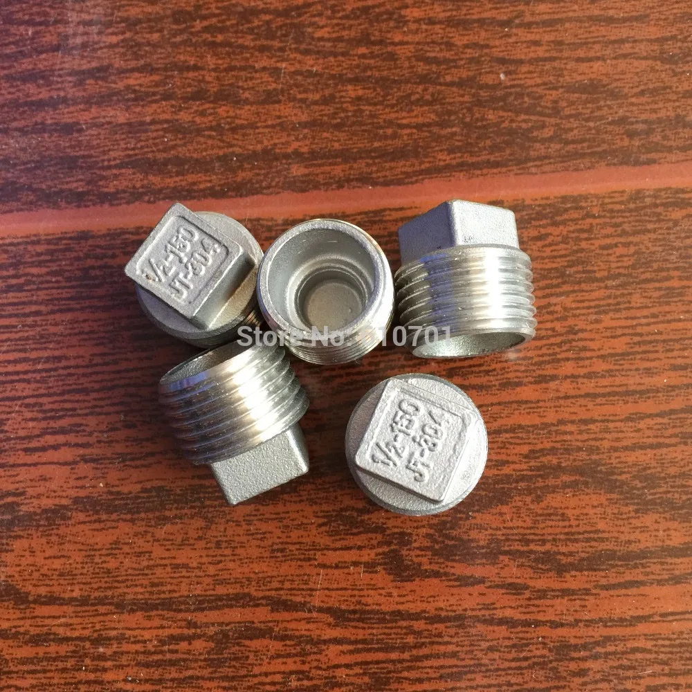 5pcs 304 Stainless steel Square Head Pipe fitting Plug 1/4