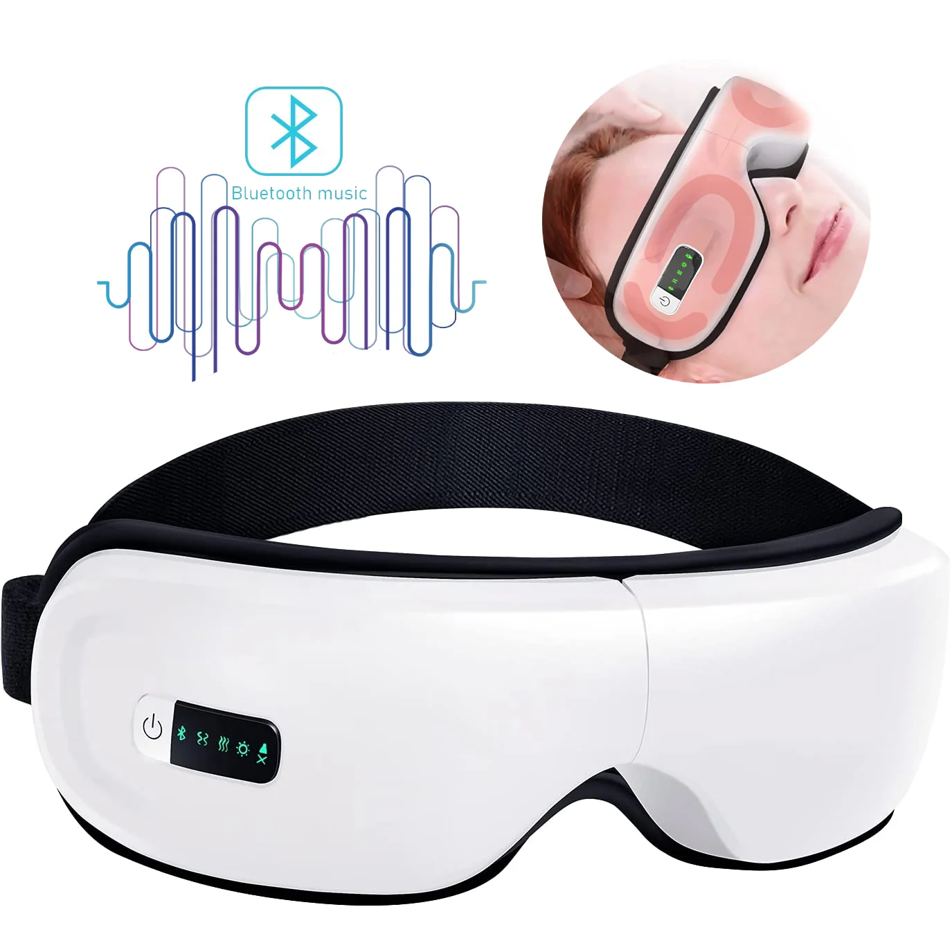 Vibrating Warm Heated Air Pressure Wireless Vibrative Eye Massager with Music Eye Massager