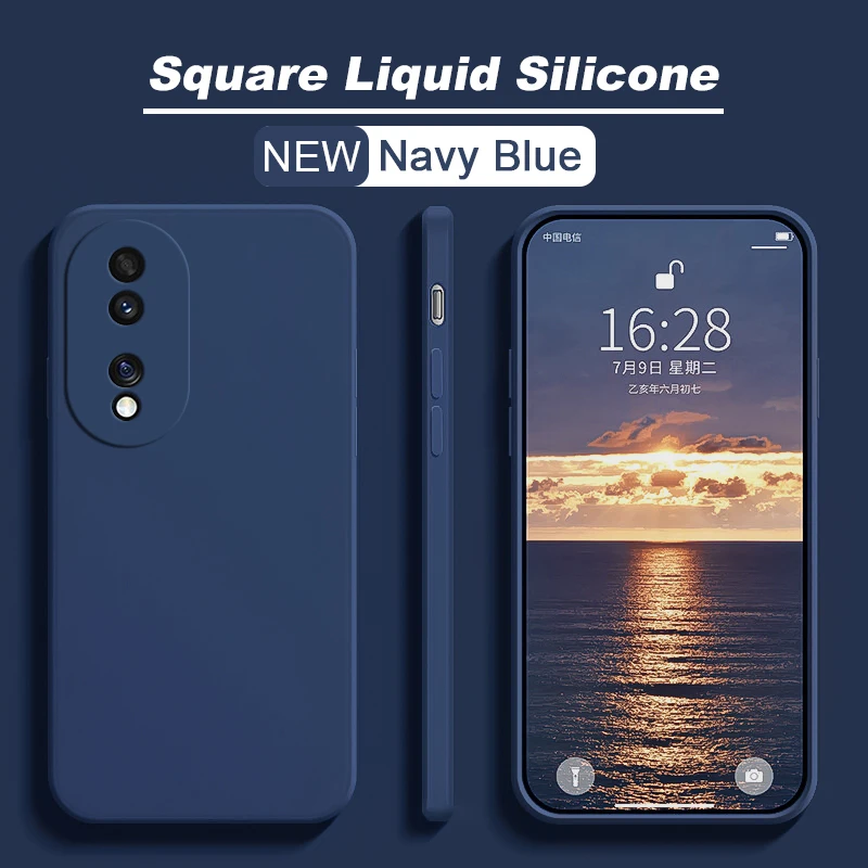 For Honor 90 Honor90 Pro 5G case Luxury Square Liquid Silicone Soft Cover For Honor 90 Honor90 Pro 90Pro Shockproof Phone Cases