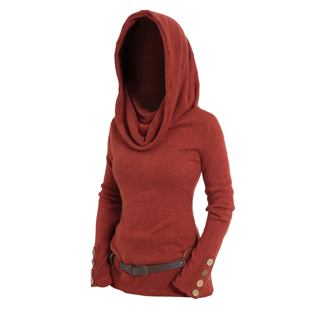 Casual Women Knit Top With Belt Knitwear Cowl Neck Belted Knit Tops Solid Color Foldover Knitted Tee